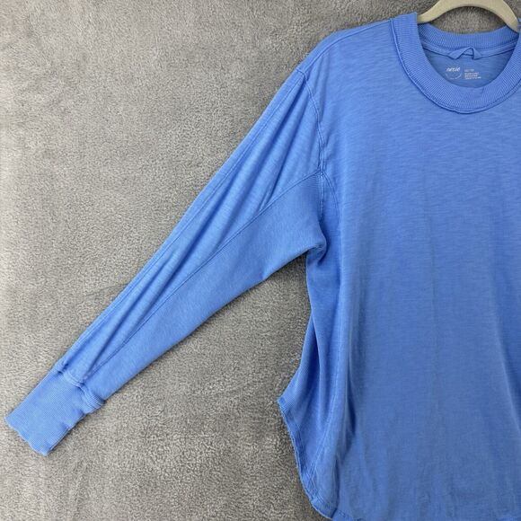 aerie Womens XXS Sweater Blue Crew Neck Pullover Sweatshirt Round Raw Hem Casual - Picture 5 of 11